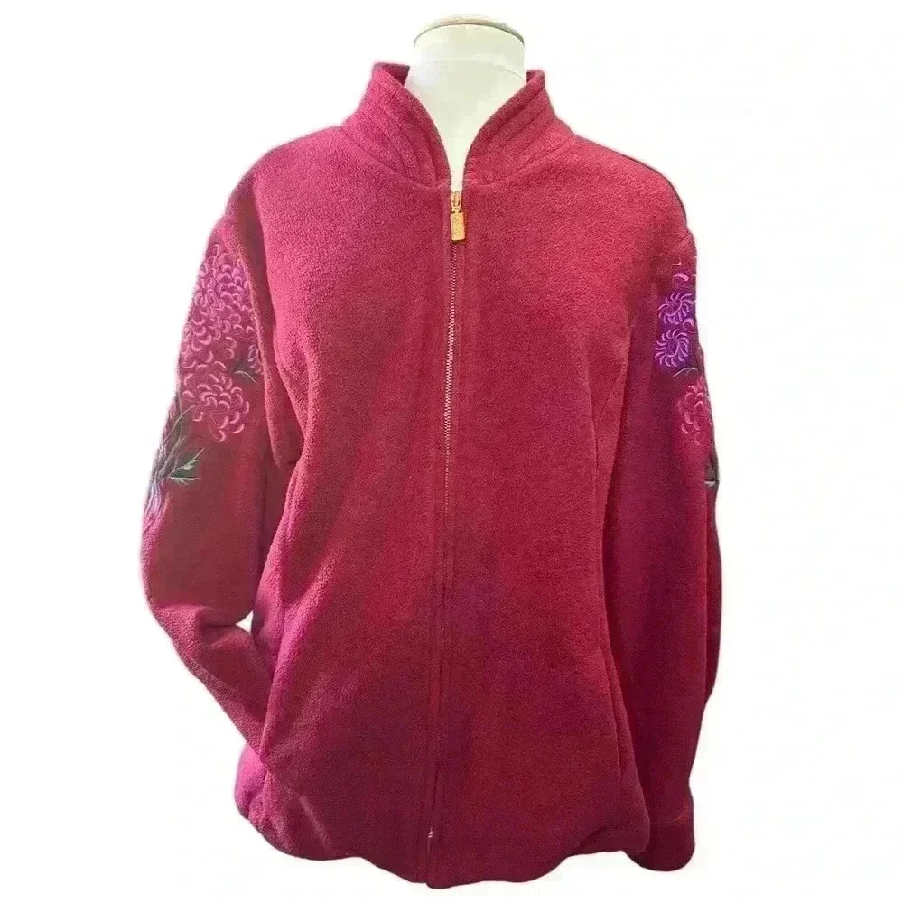 Bob Mackie Wearable Art Fleece Zip Jacket